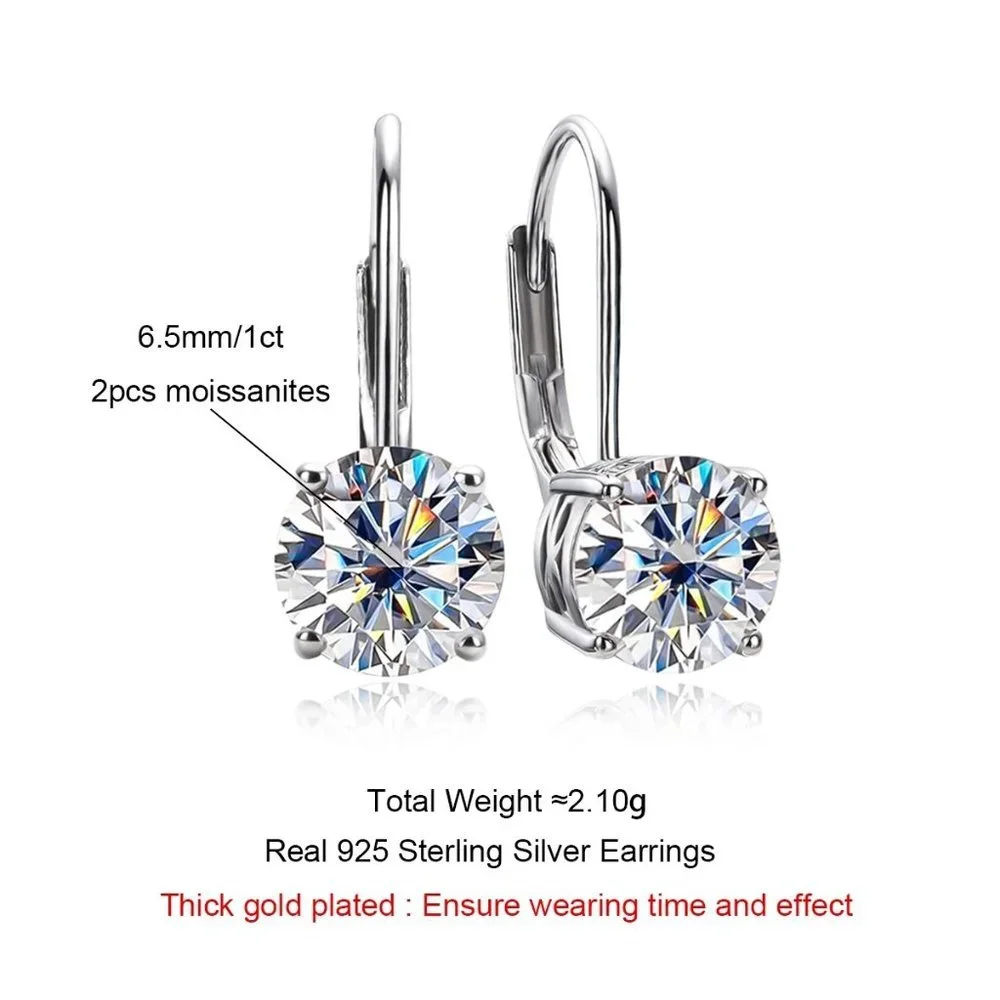 Certified 2ct. t.w. Moissanite Diamond Dangle Drop Earrings NEW
